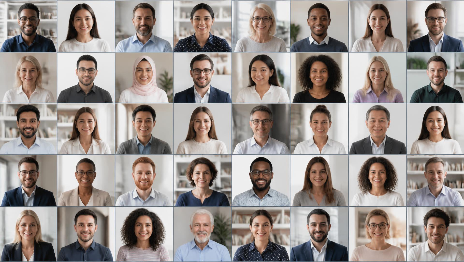 A tiled wall of headshots of the people inside growth-stage teams
